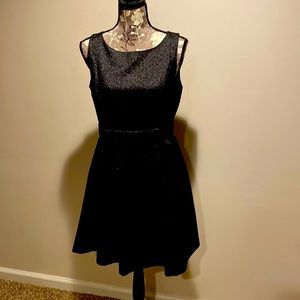 LC Lauren Conrad black sparkly dress with bow belt.
